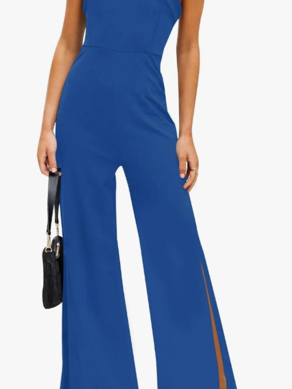 Women's Strapless Jumpsuit Casual High Waist Wide Leg Side Slit